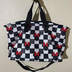 Disney Minnie Mouse Checkered Tote - Black, White, and Red